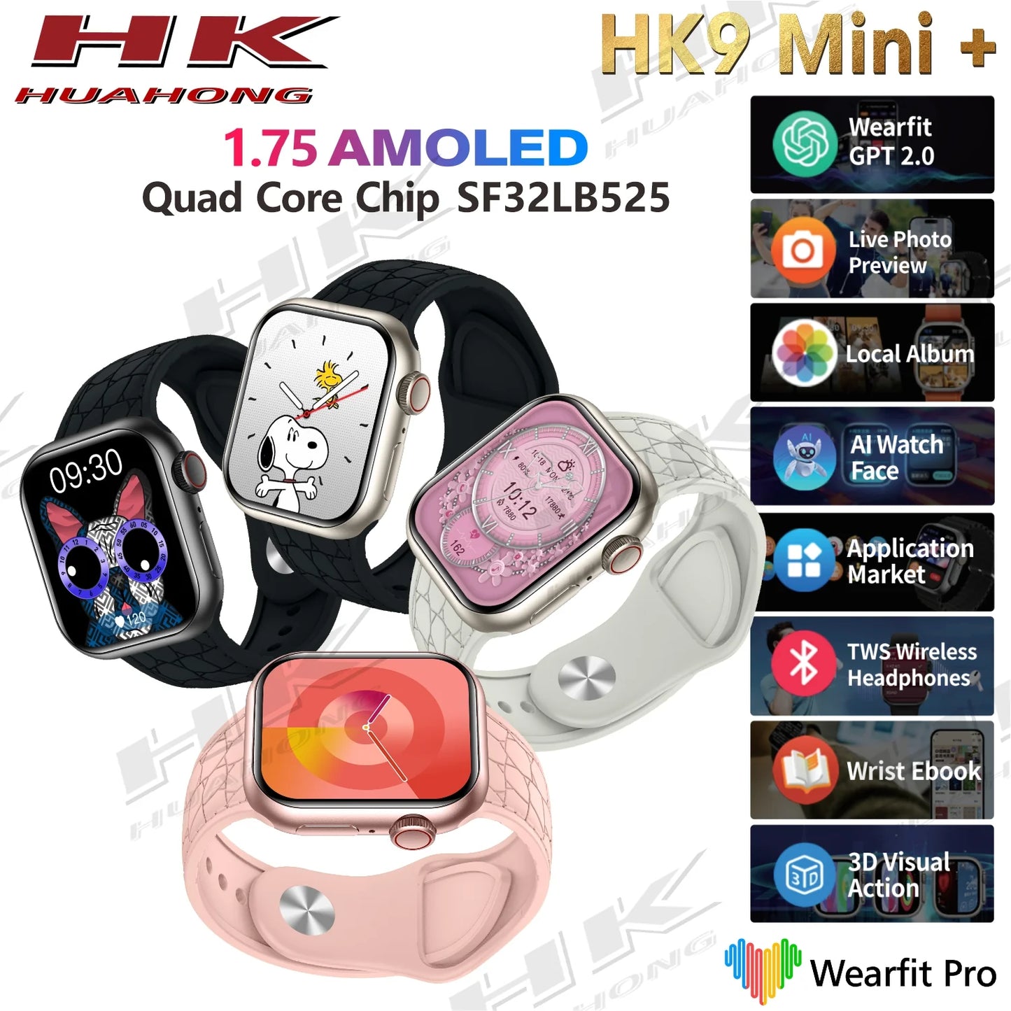 HK 11 Mini Smartwatch | fitness tracker, heart rate, sleep tracking, Bluetooth calls, (2 Straps) 38mm-41mm