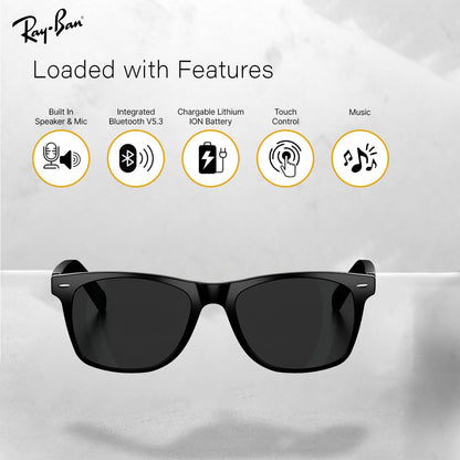 Ray-Ban Smart Glasses with Wireless Bluetooth | Hands-Free Calling | Open Ear Music | Sport Headset | Intelligent Eyewear | Easy Connectivity| Black